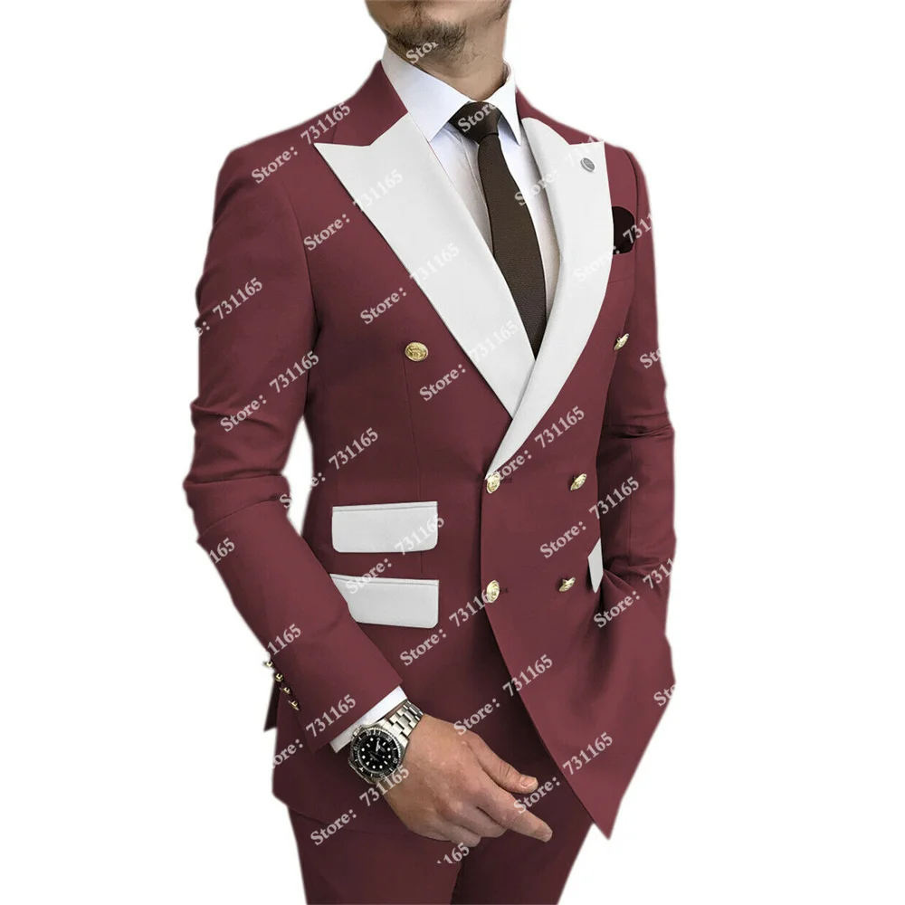 

Trajes De Hombre Tailor-Made Suits Wedding Tuxedo Men Blazer Groom Wear Doubel Breasted Jacket With Pants Costume Homme Mariage