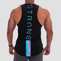 luminous gyms clothing mens bodybuilding reflective tank top cotton sleeveless vest sweatshirt fitness workout sportswear tops