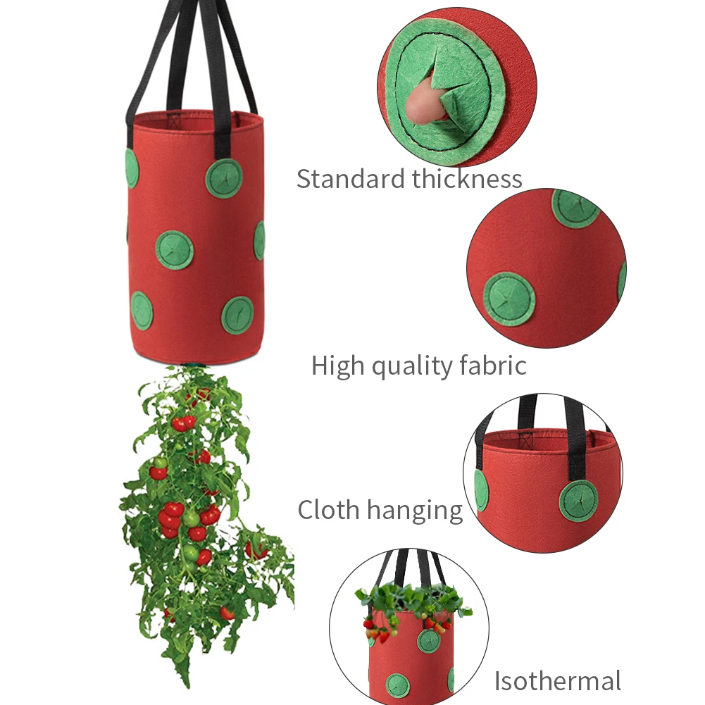 

13 Holes With Handles Strawberry Planter Grow Bags Potato Pot Gardening Pots Home Flower Veg Tomato Planting Tools Container