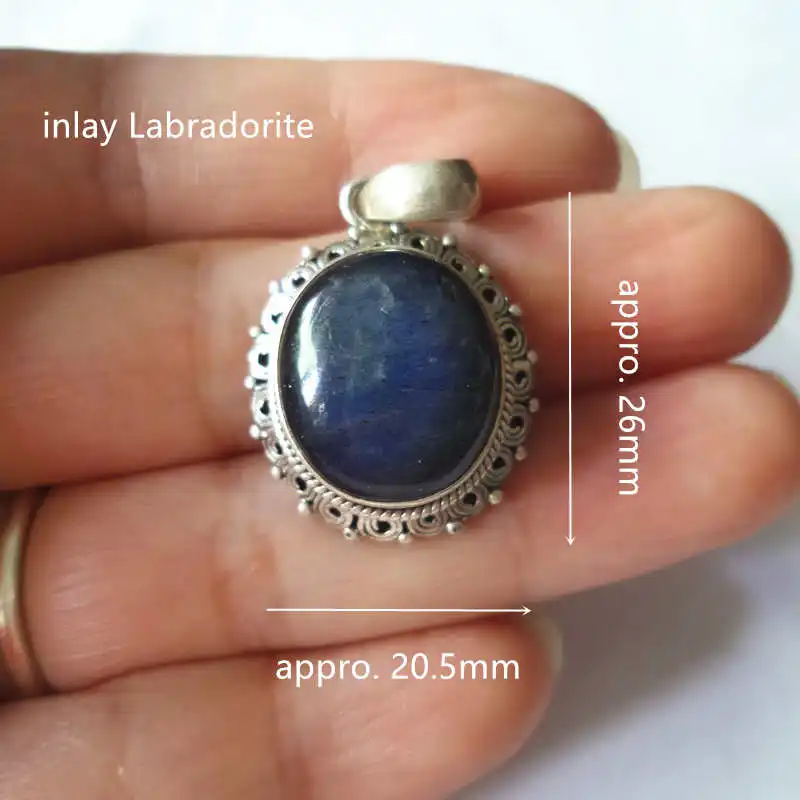 2. Labradorite 8.4g Непальские ручные 925 серебряные ювелирные изделия, инкрустированные натуральным полудрагоценным камнем, милые Амулеты с несколькими бусинами T9025 - Окраска металла: 2. Labradorite 8.4g