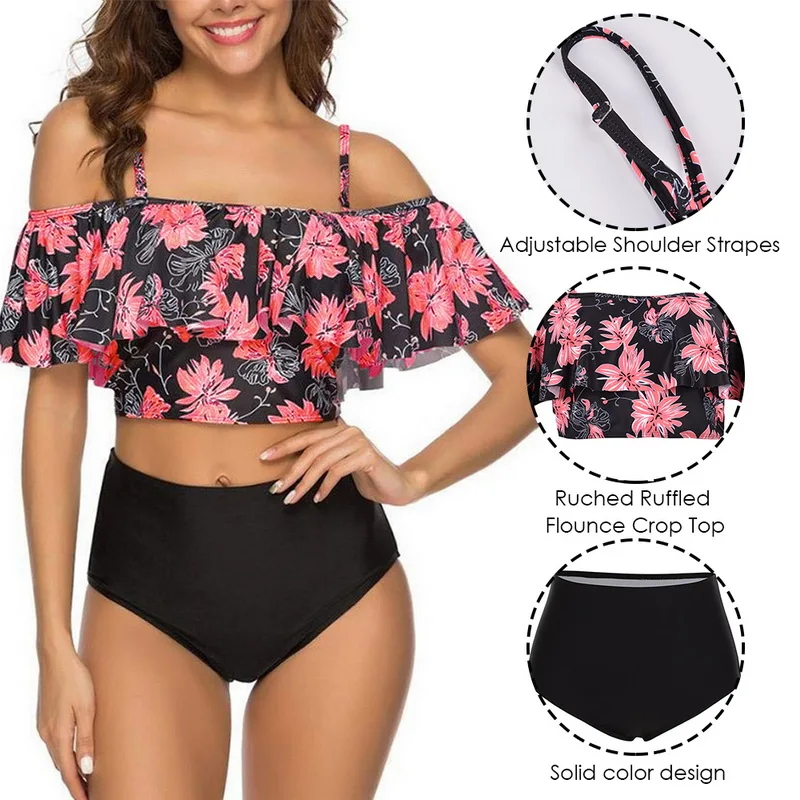 Цветочный женский купальник с принтом винтажная нижняя часть бикини летняя