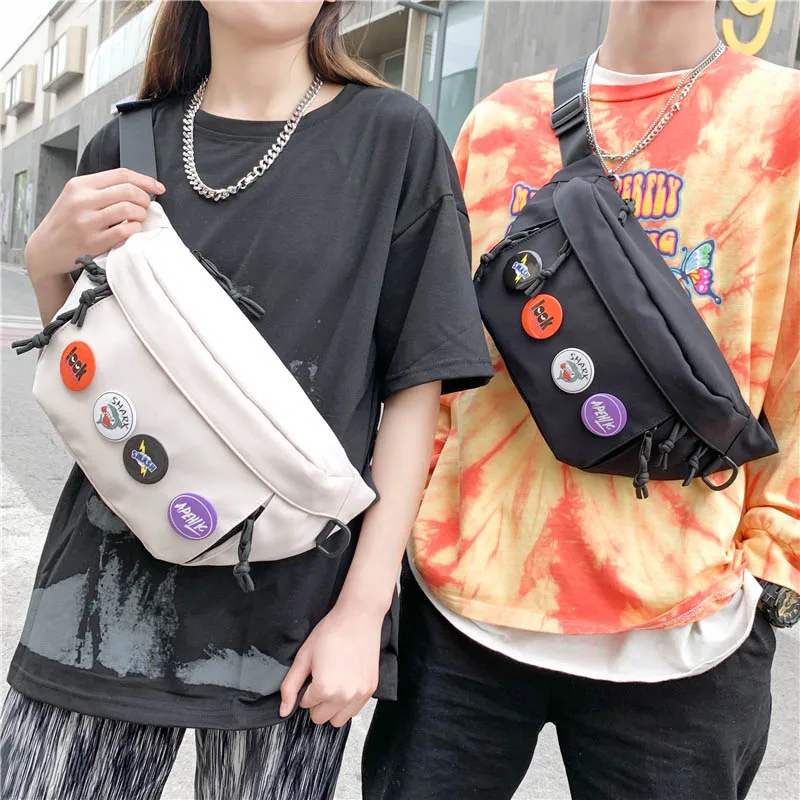 

2021 New Chest Bag Large Capacity Crossbody Bag Unisex Waterproof Waist Pack Cartoon Pendant Travel Fanny Pack Men Hip Belt Bags