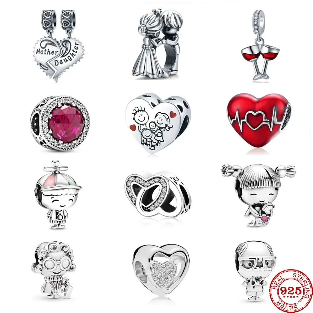 

2021 New Forever Family Boy Girl Beads fit Original Pandora Charms Silver 925 Bracelet DIY Women Jewelry Berloque
