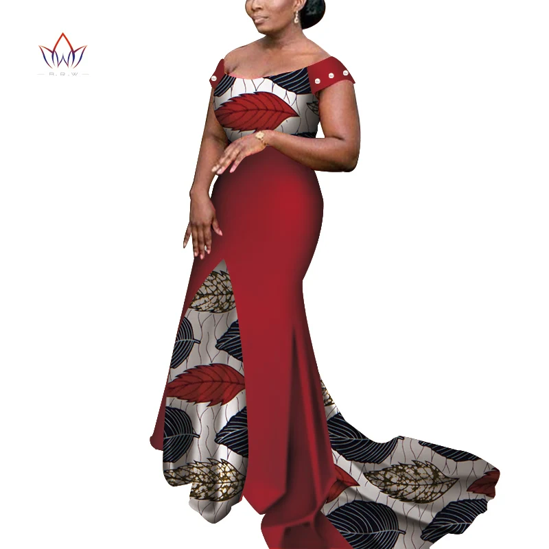 Африканские платья для женщин с открытыми плечами Длинные Дашики африканские