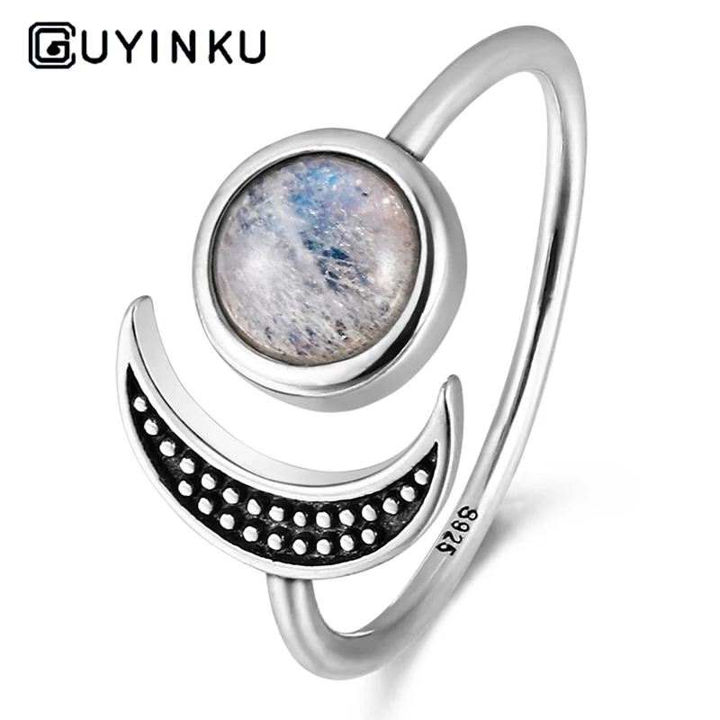 Женские кольца GUYINKU Романтические в форме Луны и солнца из стерлингового серебра