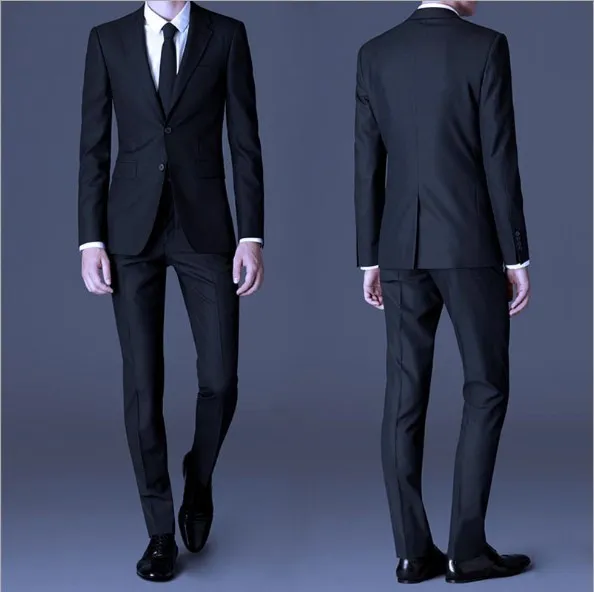 Mens Slim Fit Formal Pant Suits Men Black Grey Work Wear Suit with Pants Wedding Trouser Suits for Men 2 Two Pieces Set Outfits