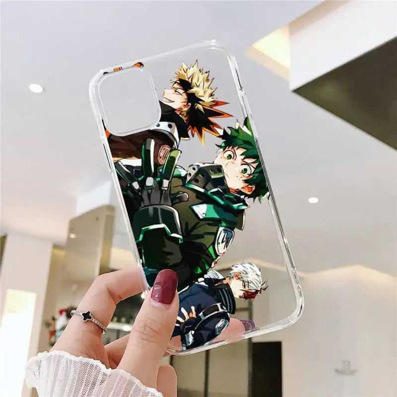 

Anime My Hero Academia deku Phone Case Transparent Clear for iPhone 11 12 mini pro XS MAX 8 7 6 6S Plus X 5S SE XR 2020