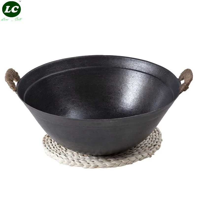 Чугунный бинауральный ВОК чугунный кастрюля для вок без покрытия антипригарная