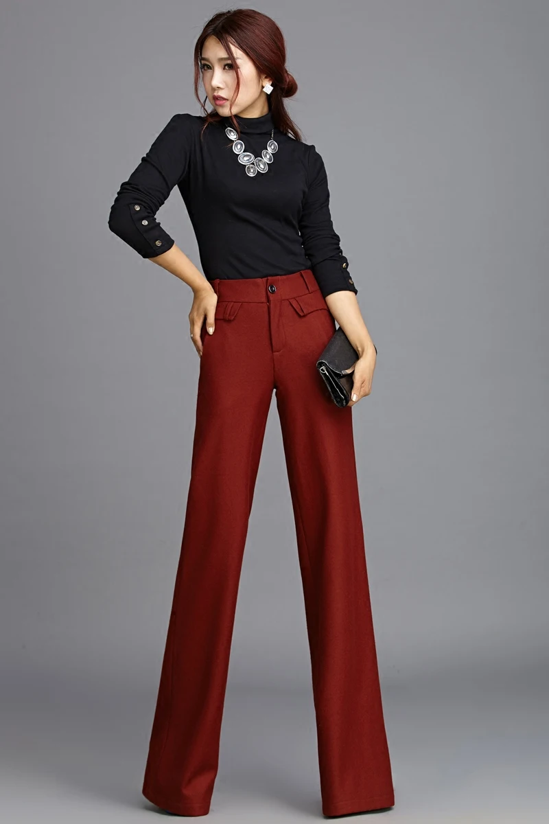 New Wool Wide Leg Pants Big Feet Pants 