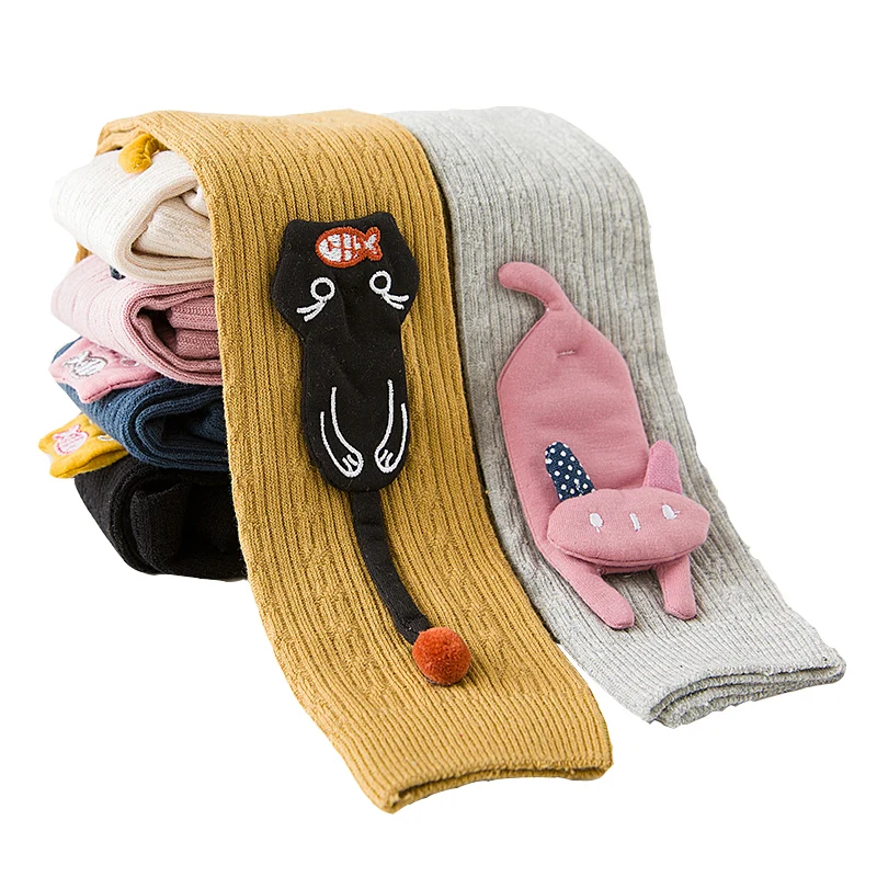 Детские брюки для девочек милые хлопковые кашемировые с аппликацией кошки