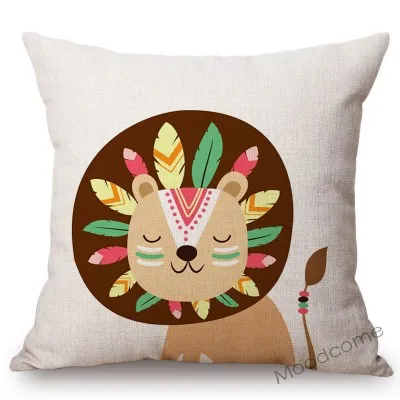 N284-8 Cute Forest Animals Owl Raccoon Fox Bear Baby Cartoon Art Sofa Throw Pillow Case Lovely Woodland Animal Children Cushion Cover - Цвет: N284-8