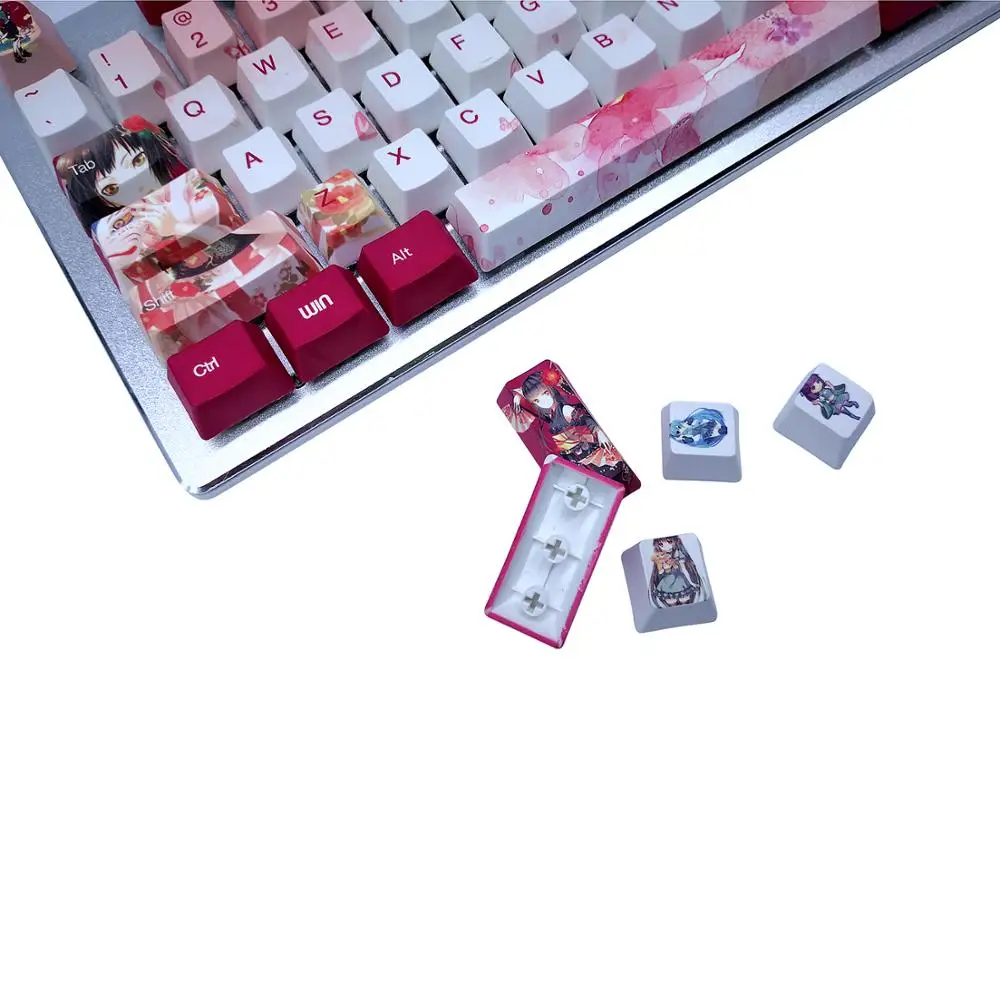

108-key PBT keycap dye sublimation OEM introduction Peach Girl Keycap Cherry Mx Gateron Kailh Switch Mechanical Keyboard
