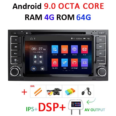4G 64G DSP ips Android 9,0 2 din Автомобильный dvd-плеер для Touareg T5 Transporter Multivan Мультимедиа gps радио навигационный экран - Цвет: 9.0 4G 64G DSP AVOUT