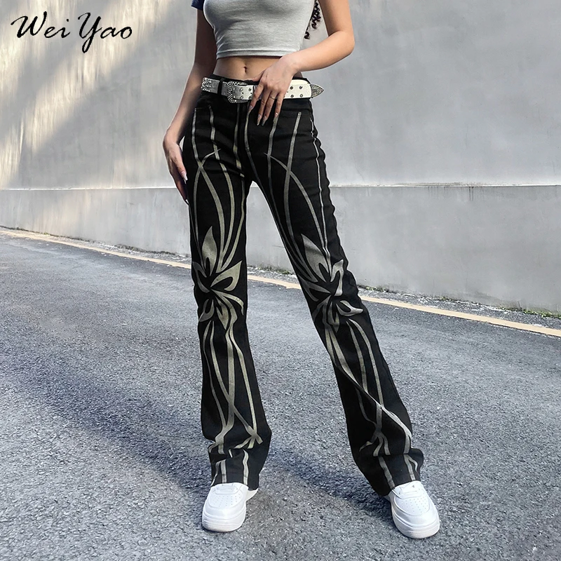 Женские винтажные джинсы-клеш с низкой талией в стиле 90-х | Женская одежда