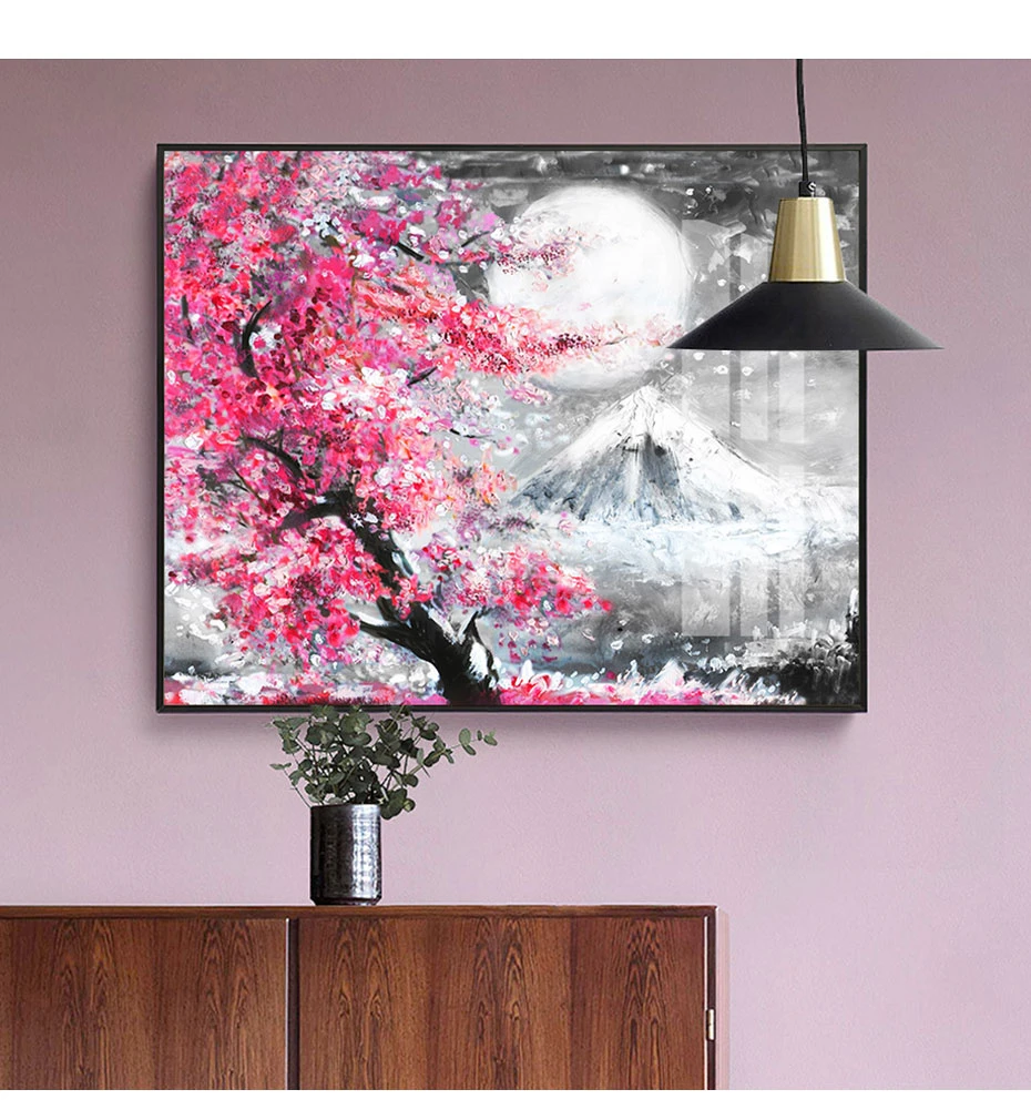 Крепление Fuji Cherry Blossom пейзаж Япония холст настенная живопись искусство плакат масляные принты картины для гостиной кухни домашний декор