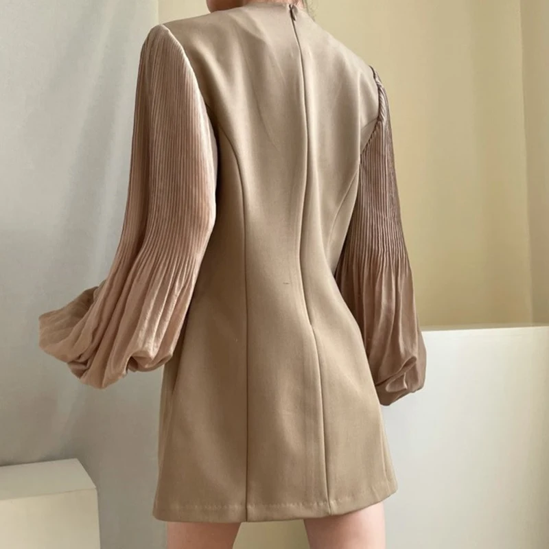 

[Aurance] Women Dress Lantern Sleeve V-neck Female Casual Black Mini Sexy Dresses Women Long Sleeve Vintage Spring Dresses 2021