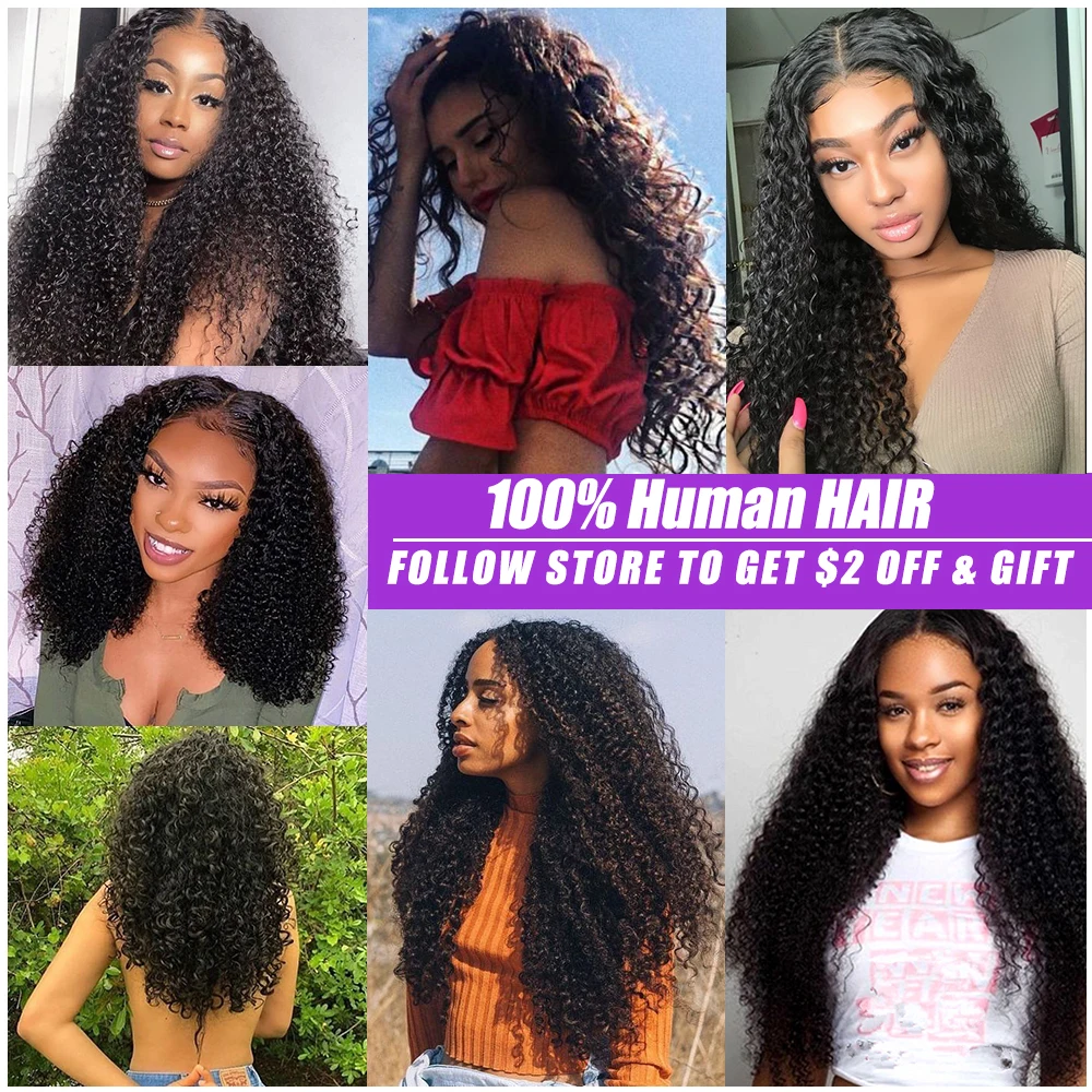 

AOSUN Lace Closure Wig Kinky Curly Human Hair Wig PrePlucked 13x4 Lace Wig Curly Human Hair Wigs with Baby Hair Lace Front Wig