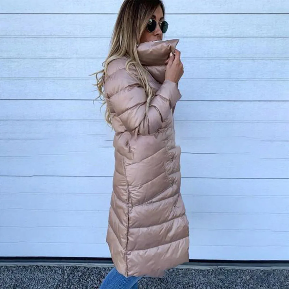 Women's Winter New Warm And Thick White Duck Down Super Double-Breasted Parka Coat Lightweight Ultra-Thin Down Long Coat S-5XL