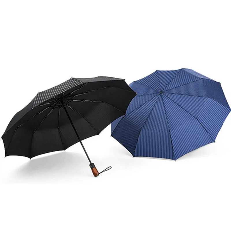 2019 Новое поступление брендовый мужской зонт 10K с ветрозащитной деревянной ручкой