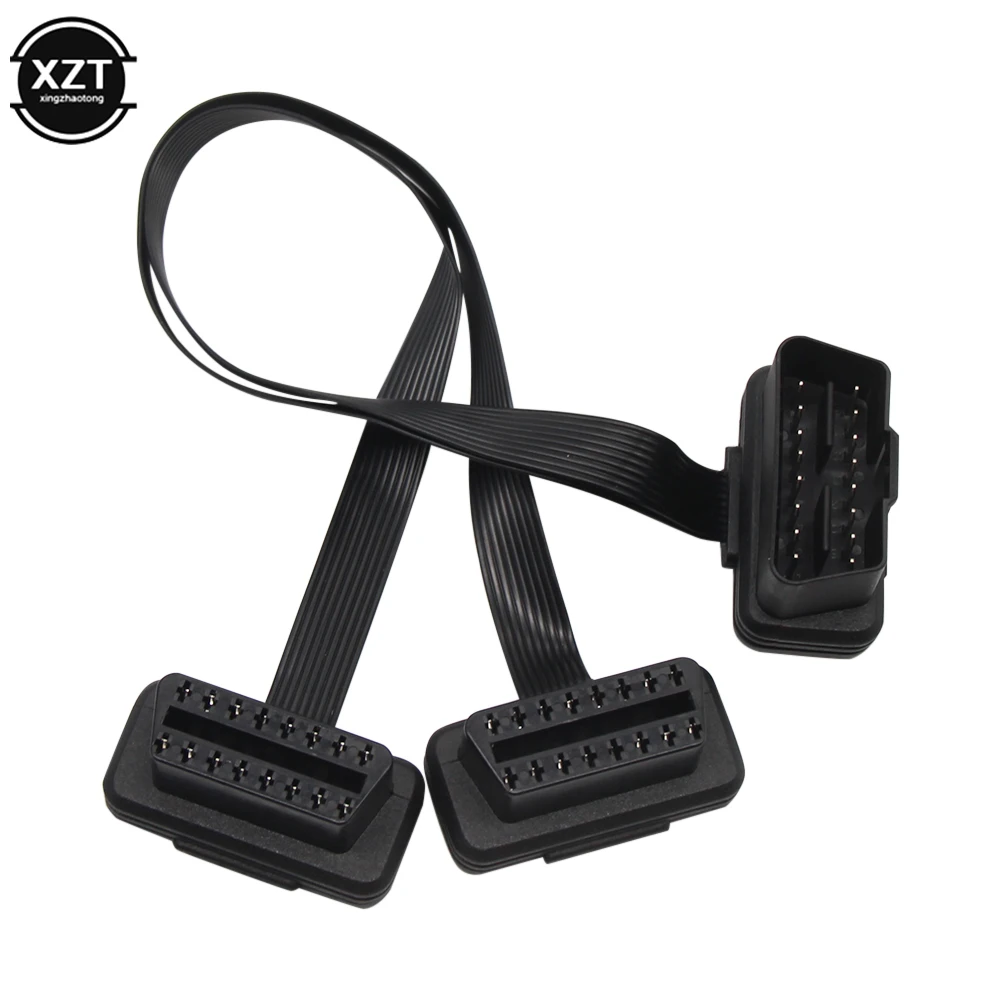 Плоский + тонкий 16-контактный удлинитель OBD 2 OBD2 ELM327 штекер-Двойной Женский