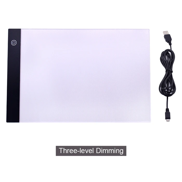 Three-level Dimming CHIPAL A4 светодиодный прямоугольник, планшет, копировальная доска, цифровой графический планшет, отслеживание USB, электронная художественная графическая живопись, доска для письма - Цвет: Three-level Dimming