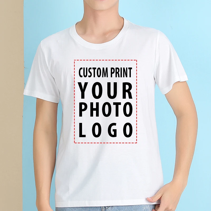 

Мужская футболка из 100% хлопка, летняя повседневная Уличная одежда унисекс, Мужская футболка с принтом на заказ, с надписью «Ваша фотография...