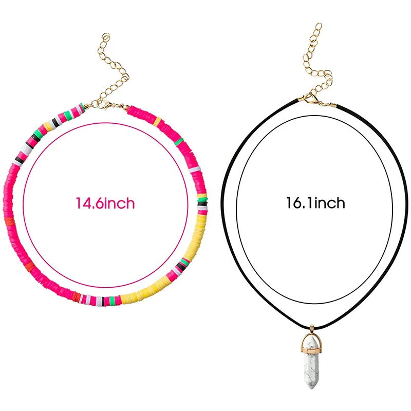 

3Pcs Necklaces Hawaiian Handmade Choker for Girls Seed Bead Bohemian Klace Summer Beach Vacation Dress Up Accessories for Women