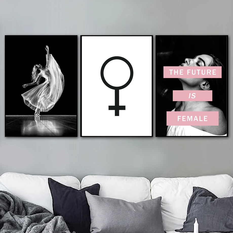 Fishion Девушка руки феминизм планеты символ настенное искусство холст картины