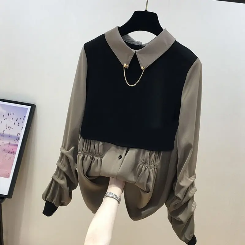 

Spring Maid Hoodie women's letter printed Sweatshirt loose fashion Fake two shirt Fashionable women's sweatshirt