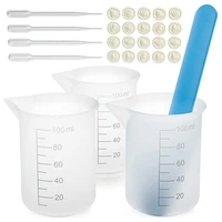 silicone measuring cups kit with silicone popsicle stir stick pipettes finger cots for epoxy resin mixing molds