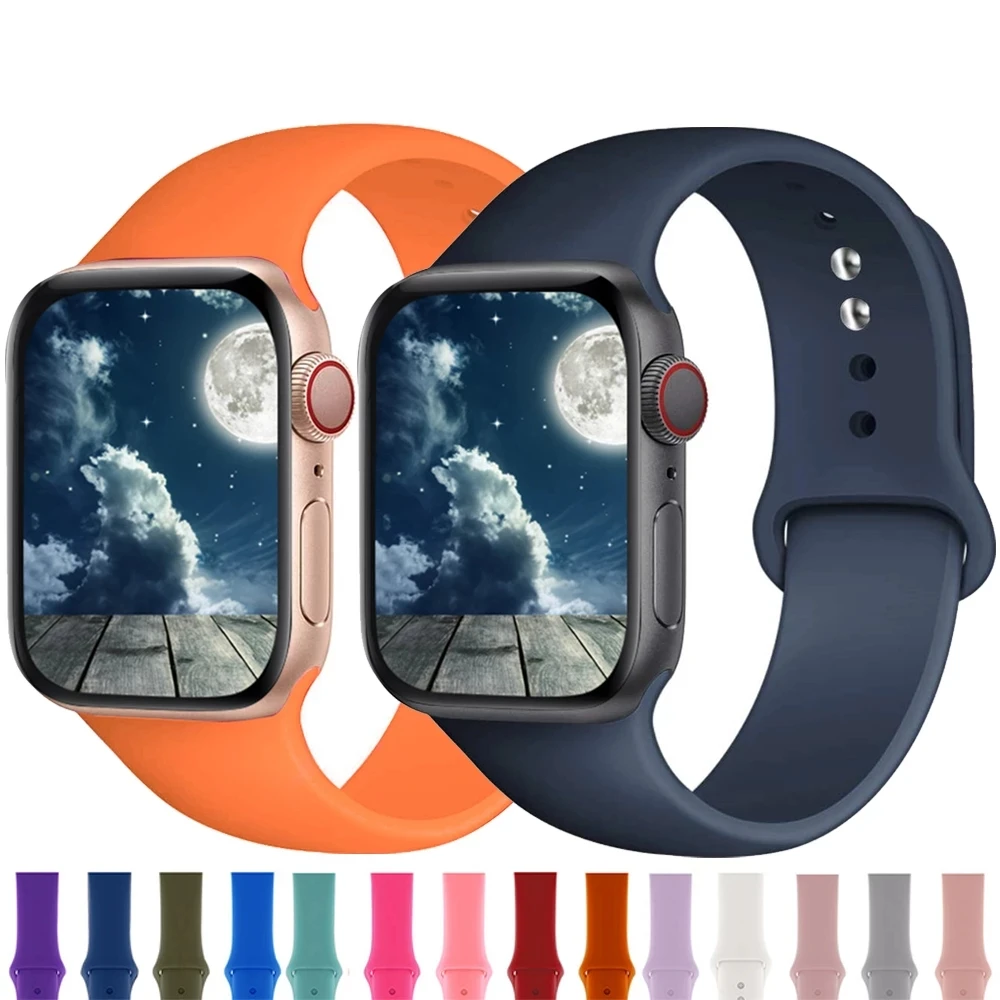 Silicone band For Apple Watch strap 44mm 40mm 42mm 38mm 40 44 42 mm smartwatch watchband correa bracelet iWatch 3 4 5 6 se strap