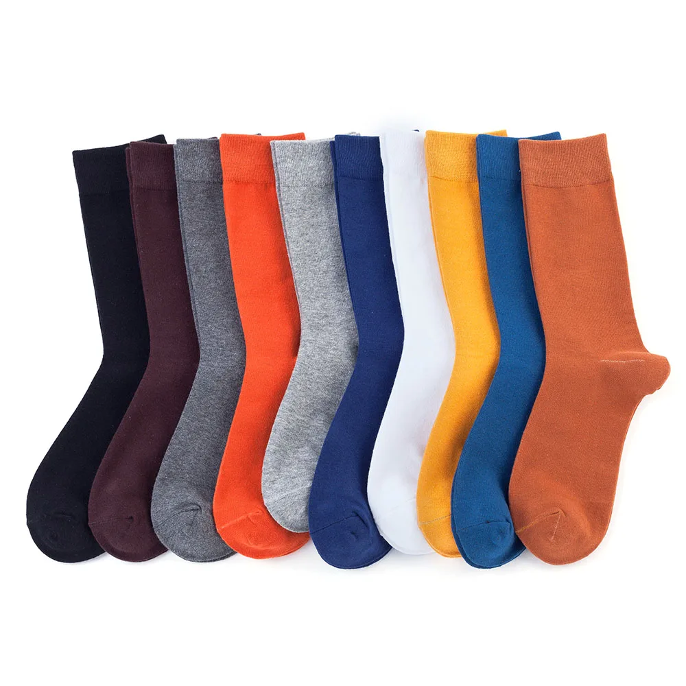 5 colors random Новинка, Мужская одноцветная деловая трубка, носки, хлопок, зимние, повседневные, недельные, цветные, повседневные, увеличивающие, длинные, хлопок, дезодорирующие носки - Цвет: 5 colors random