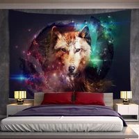 psychedelic starry sky wolf tapestry hippie snow forest tiger wall hanging black moon wolf tapestries art wall cloth ceiling