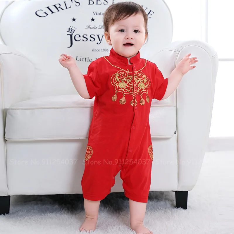 Новогодняя одежда в китайском стиле детские комбинезоны для мальчиков и девочек