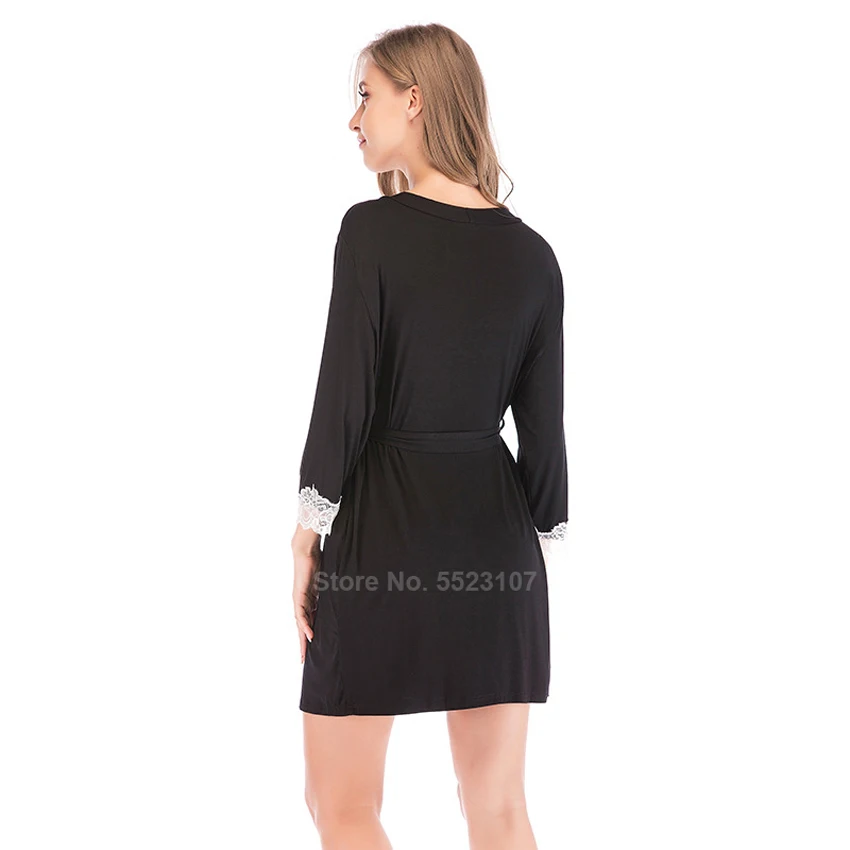 Женские халаты подружки невесты из модала и хлопка сексуальный кружевной халат с