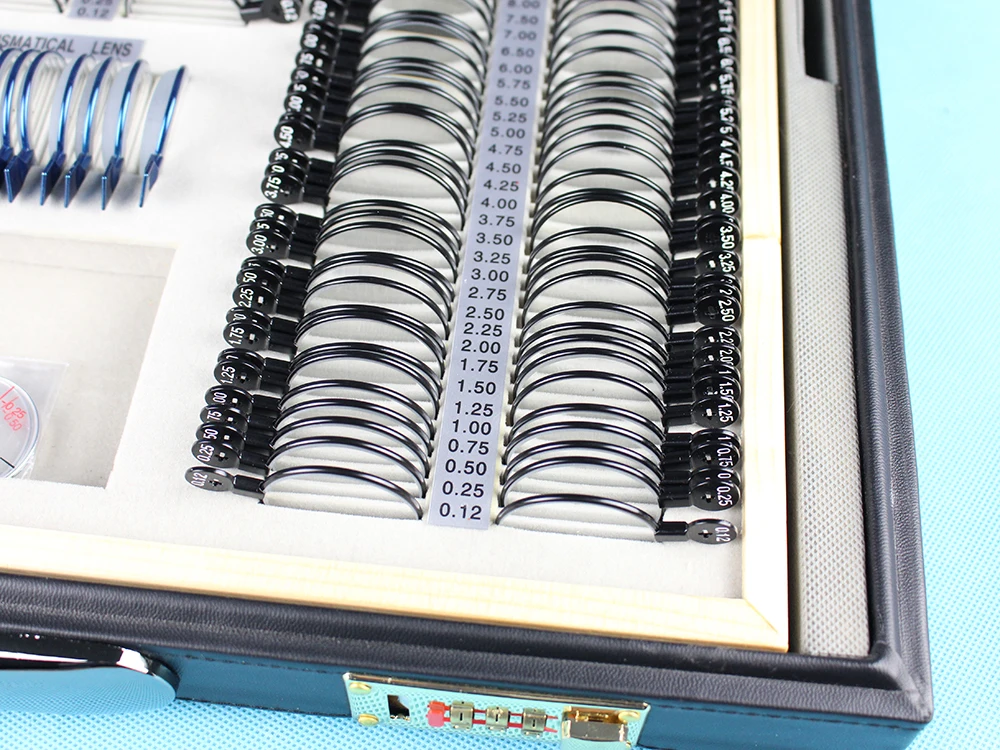 JSC 266 пробный набор линз класса А красный черный металлический обод кожаный чехол