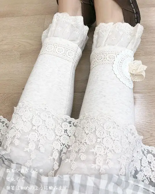 Женские кружевные вязаные крючком Леггинсы на шнуровке эластичные хлопковые