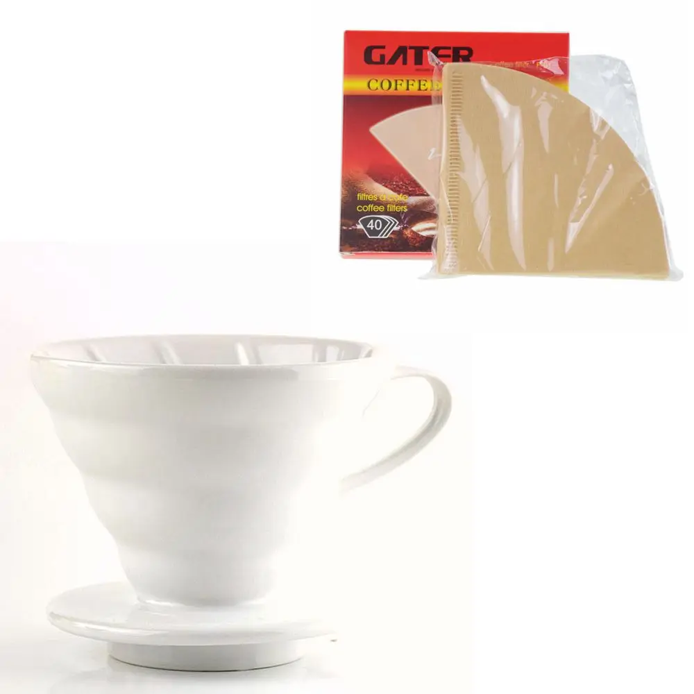 V60 стиль кофе капельный фильтр чашка керамика кофе капельница 1 чашки/2 чашки кофе пивоварения фильтр чашка - Цвет: 1-4cup