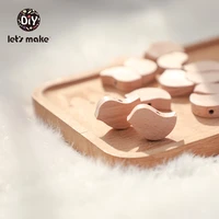 lets make wooden rodent beads teething 10pcs heart bird bpa free beech diy accessories pendant for pacifier wooden toys baby