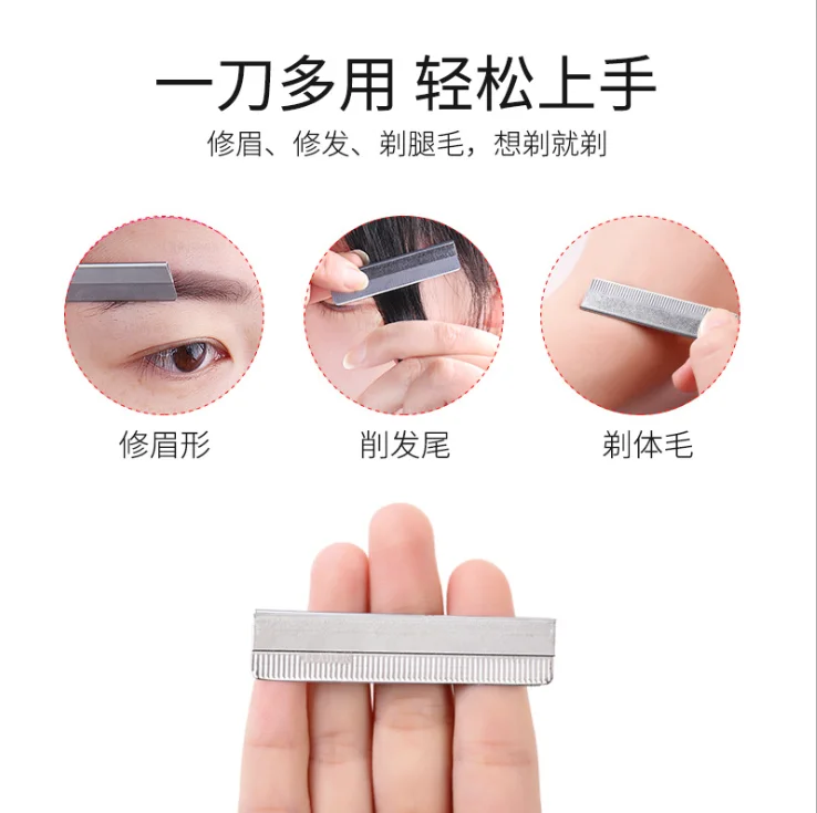 

100sets Stainless Steel Multifunction Feather Blades Professional Hair Trimming Razor Blades Scraping Eyebrow Knife 10pcs/box