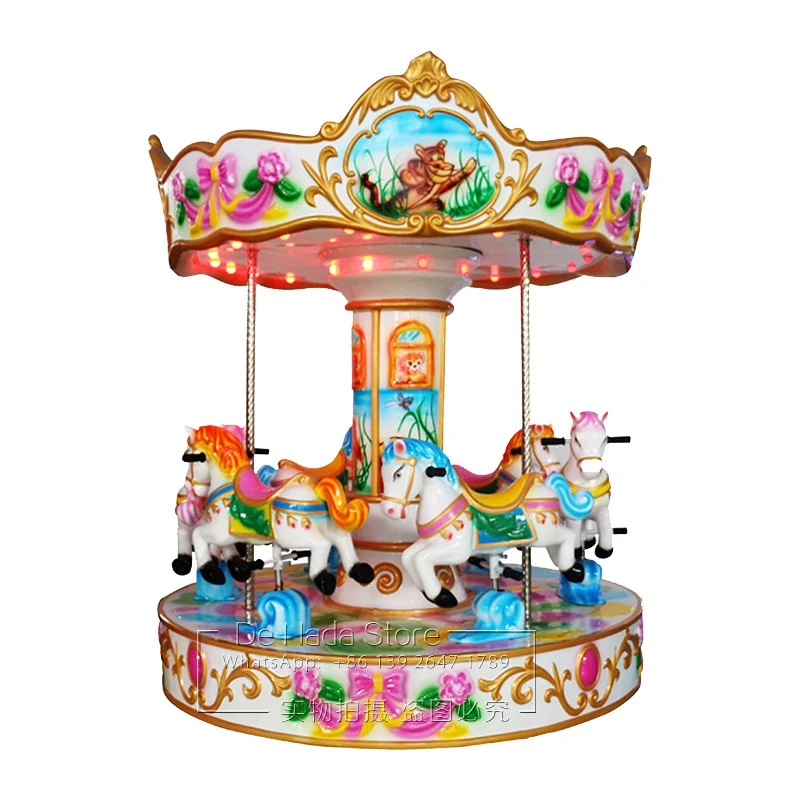 

Game Center 6 Seats Horse Carousels Kids Token Coin Operated Fiberglass Kiddie Rides Amusement Park Device Arcade Game Machine