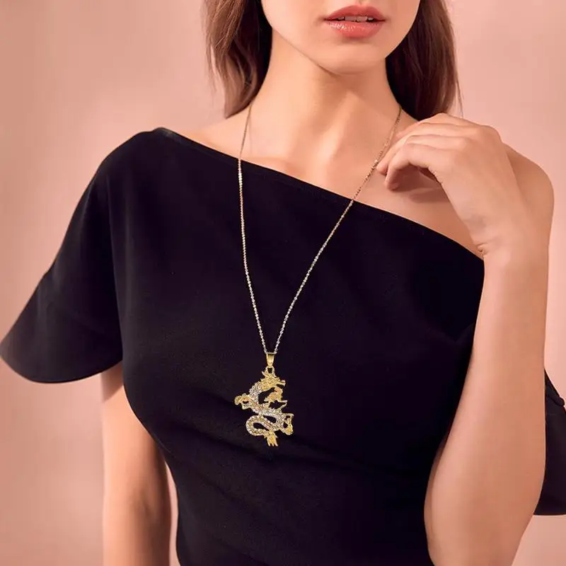 Модное Кукольное золотистое китайское ожерелье с кулоном дракона для мужчин и