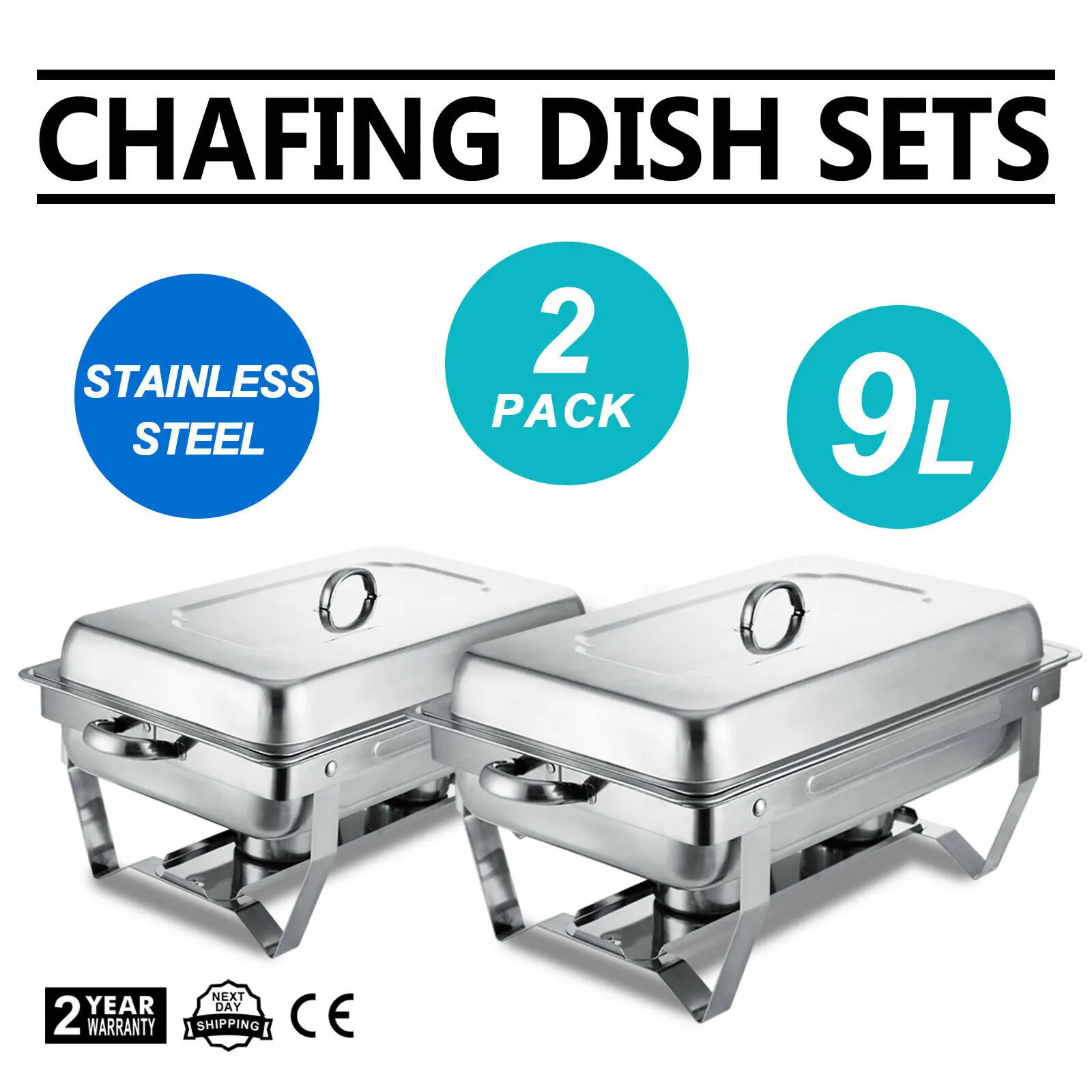 VEVOR Набор тарелок для жарки 2 упаковки на 9 л стальной буфетный подогреватель