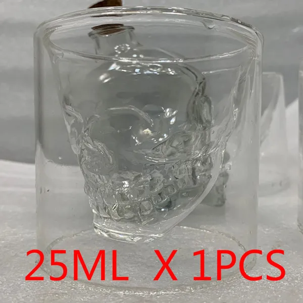 cup 25ML 1 PCS Двойной стеклянный прозрачный череп красное вино молоко виски Чай Кофе напиток спиртные напитки изолированный стакан для воды многоразовое стекло бокал для вина - Цвет: cup 25ML 1 PCS