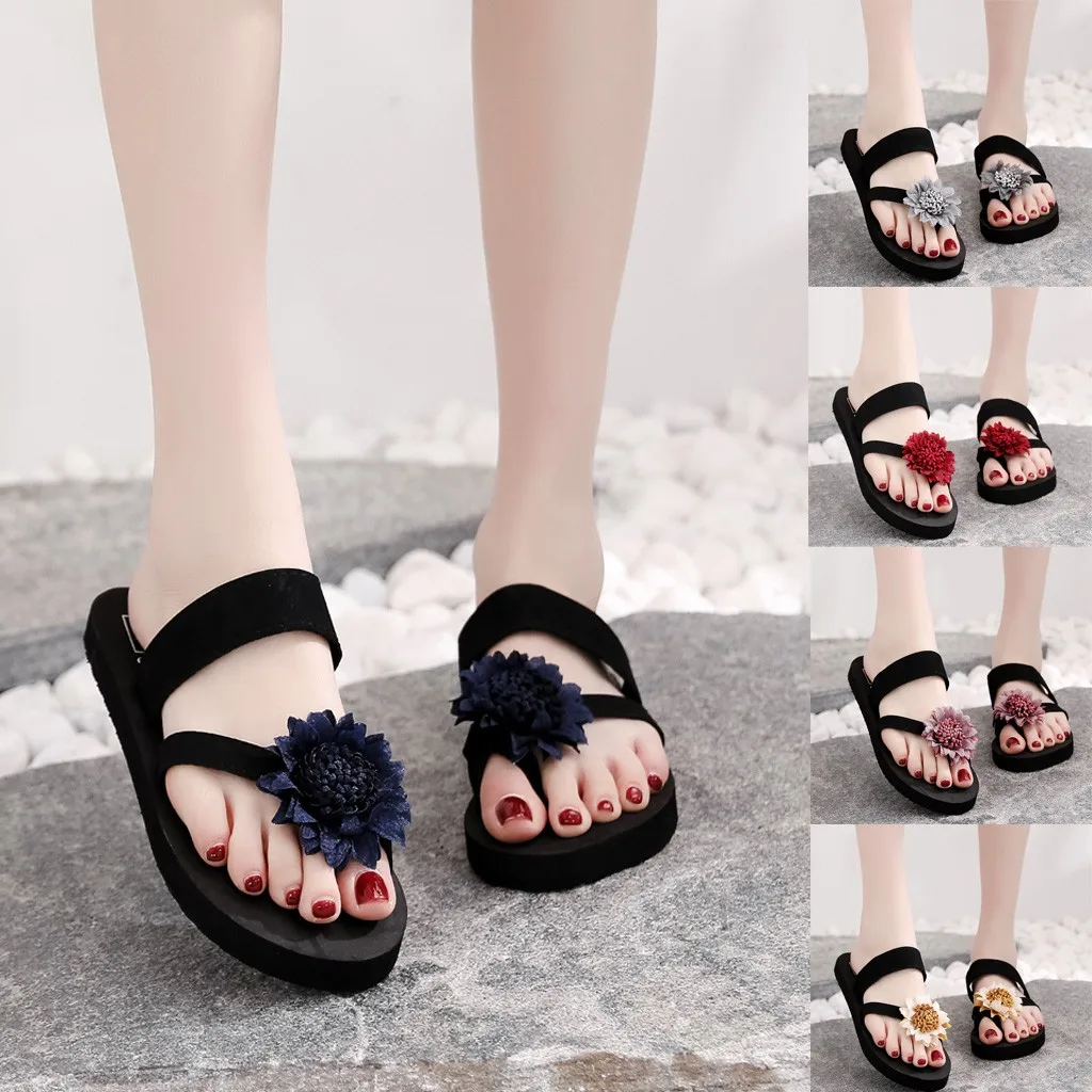 

Summer Flat Slipper Womens Sandals EVA Flip Flops House Slippers Sandals Slip On Flower Slippers Woman zapatillas casa mujer A50