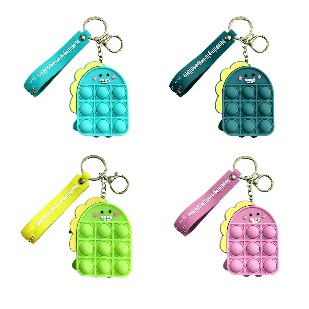 

Милый мультяшный Кошелек для монет с динозавром, силиконовый пузырьковый брелок, сенсорная Игрушка антистресс, игрушка для детей и взрослы...