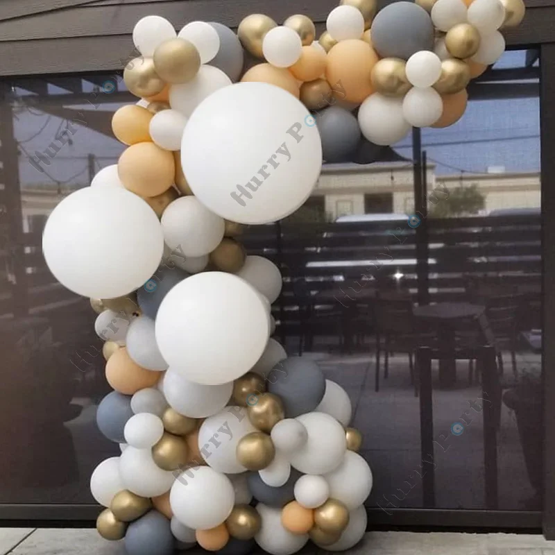 

118Pcs Baby Happy Birthday Party Decoration Balloon Garland White Gray Cream Peach Ballon Bride To Be Wedding Decor Supplies