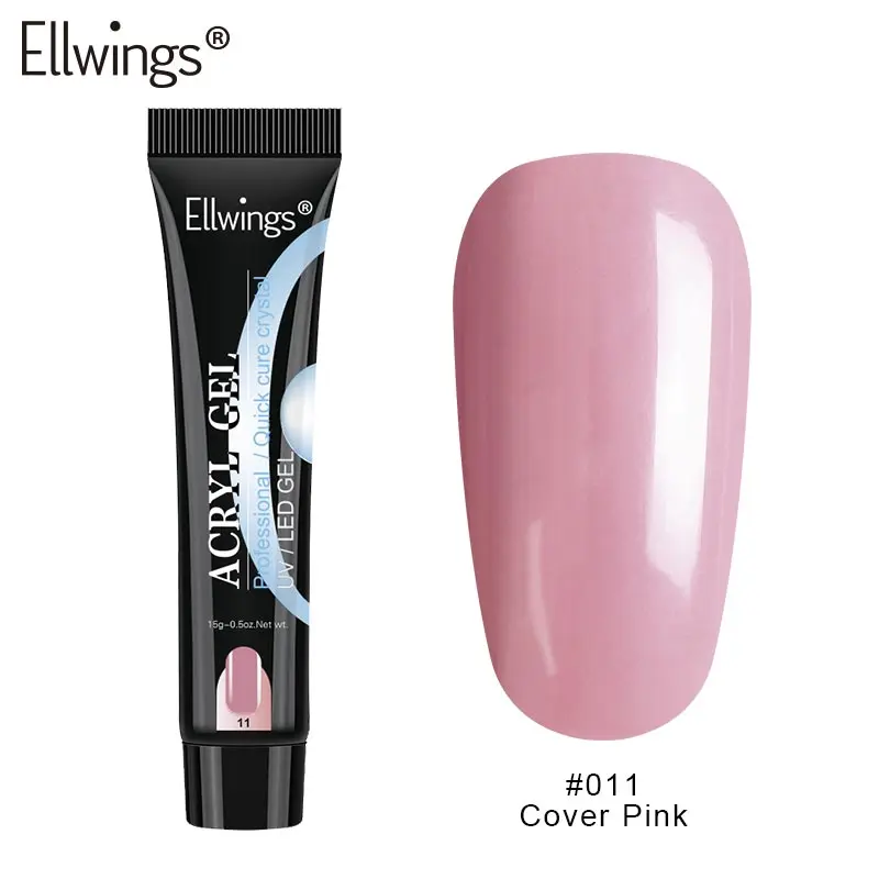 cover pink Ellwings, полигель для быстрого строительства, гель для ногтей, акриловый, полигель, кристалл, УФ, гель для наращивания, решение для выскальзывания, быстрое удлинение геля - Цвет: cover pink