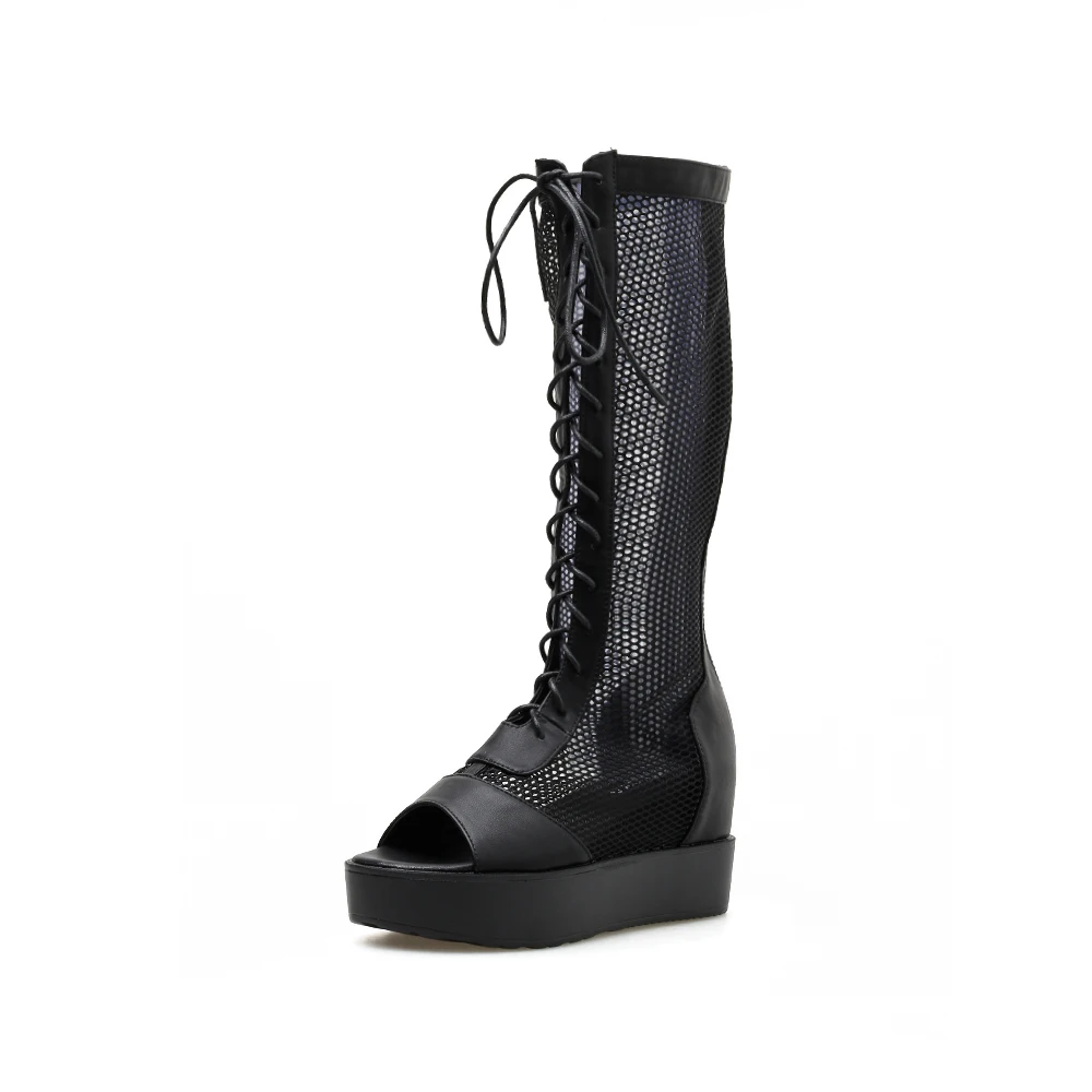 Женские ботинки на платформе YMECHIC черные сандалии-гладиаторы в стиле панк с