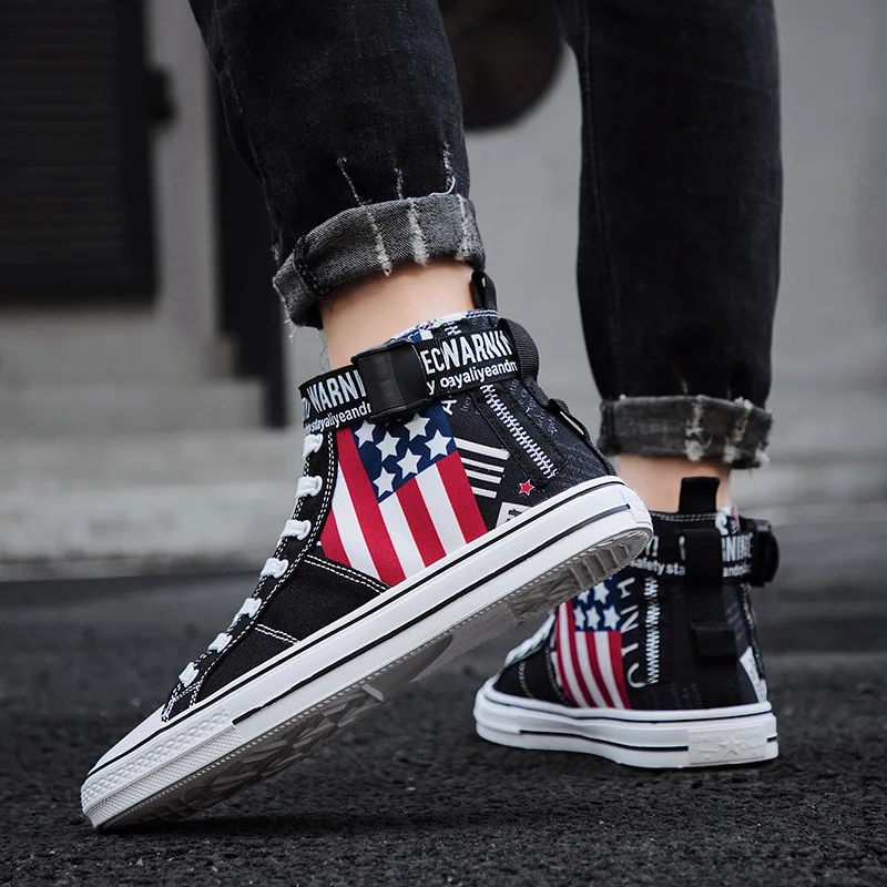 Star printed Canvas Shoes Young Mens Casual Style of Korea Calzado Hombre Hip-hop sneakers | Обувь